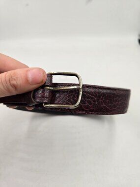 Men's Vintage Belt Made in Holland Genuine Leather Brown with Purple H